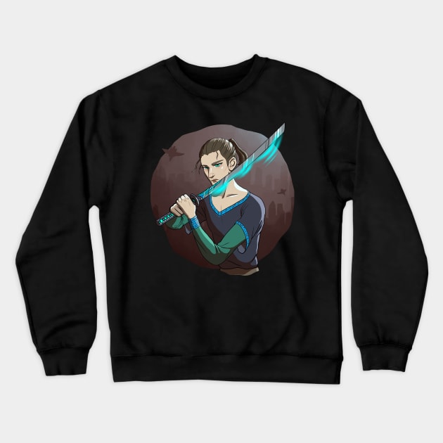 Cyan Sword Crewneck Sweatshirt by Perezart99